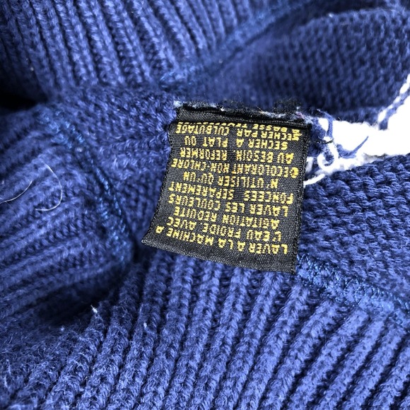 Vintage Eddie Bauer Sweater Mens XL Blue Striped Knit Crewneck Cotton Pullover - Picture 7 of 10